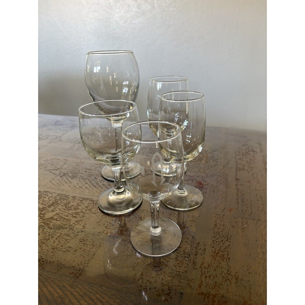 Set Of 5 Wine Clear Glass Cups In Different Sizes